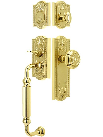 Parthenon Entry Lock Set in PVD Finish with Parthenon Knob and